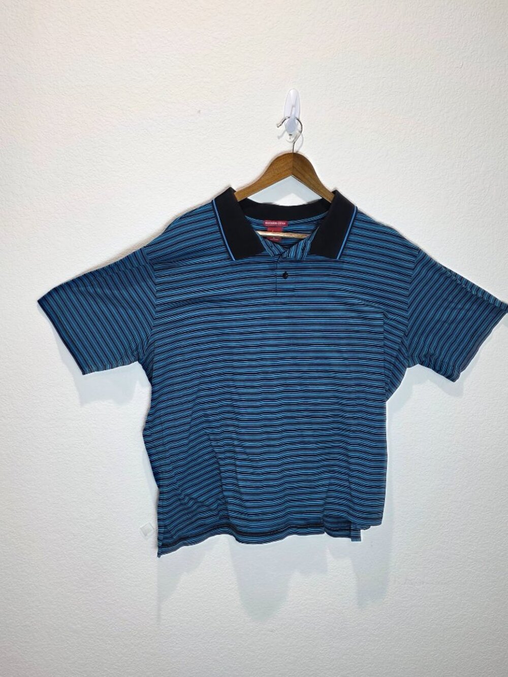 Junction West Mercerized Cotton Striped Polo Shirt Blue Black XL